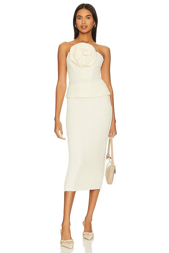 Romola Strapless Top in Cannoli Cream