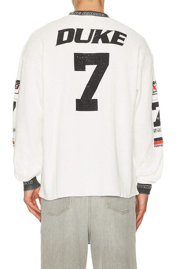 Motorcross Waffle Long Sleeve Tee in Vintage White