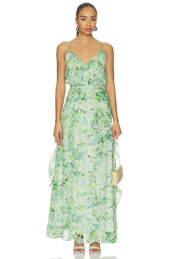 Brianna Dress in Green Floral