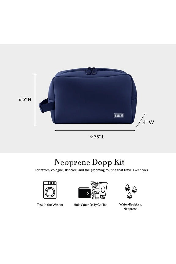 Neoprene Dopp Kit in Navy & Khaki