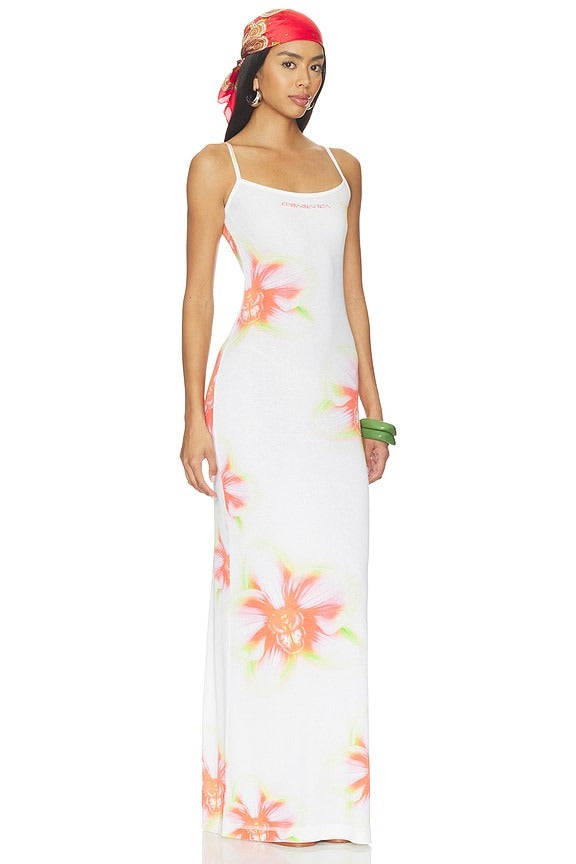 Printed Soft Ribbed Dress in Glitch Orchid
