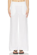 Wide Leg Pant Smocked in White