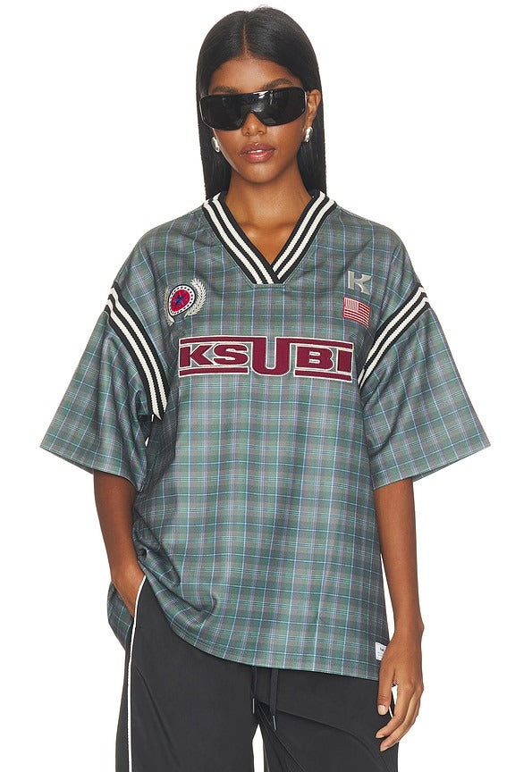 Union Jersey Top in Hunter Plaid