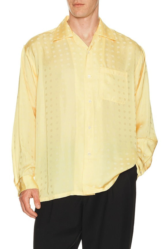 Open Collar Cupro Dot Pattern in Yellow