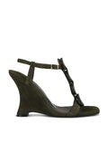 Palma Sandal in Dark Green Suede