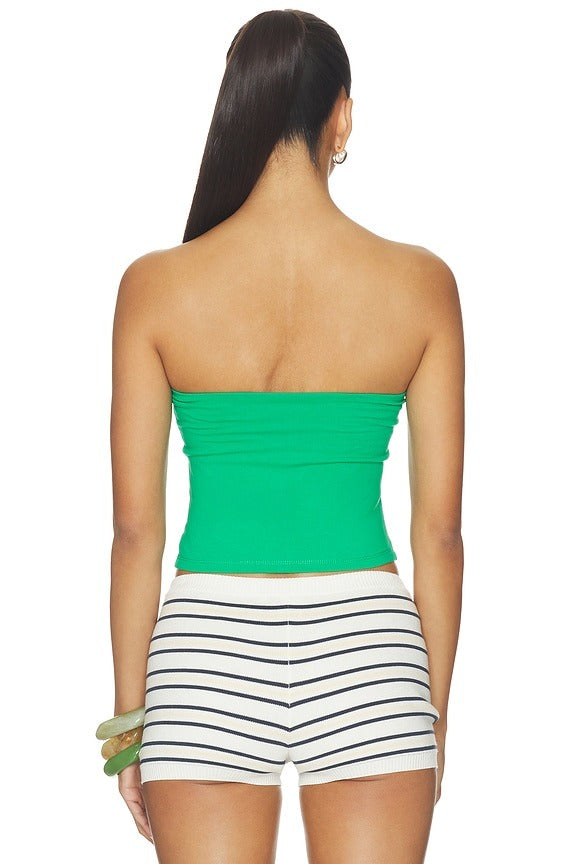 Brazil Embroidered Tube Top in Kelly Green