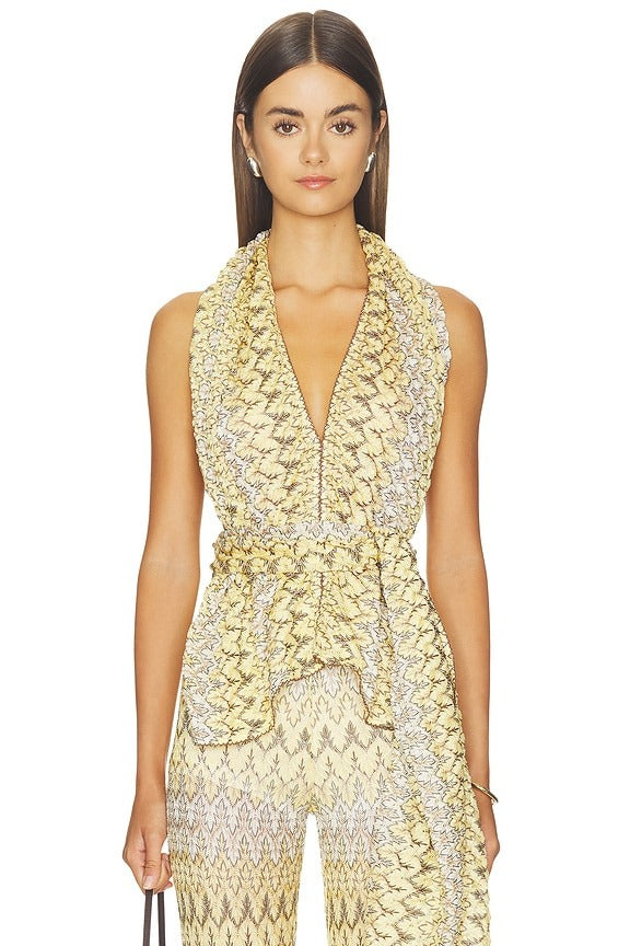 Scarf Top in Yellow Knit