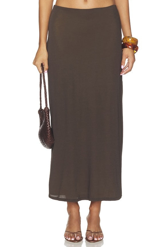 Milo Midi Skirt in Hickory & Daffodil