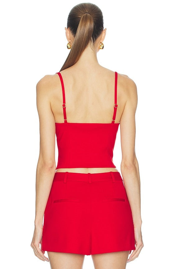 Kelcey Button Front Top in Chili Pepper