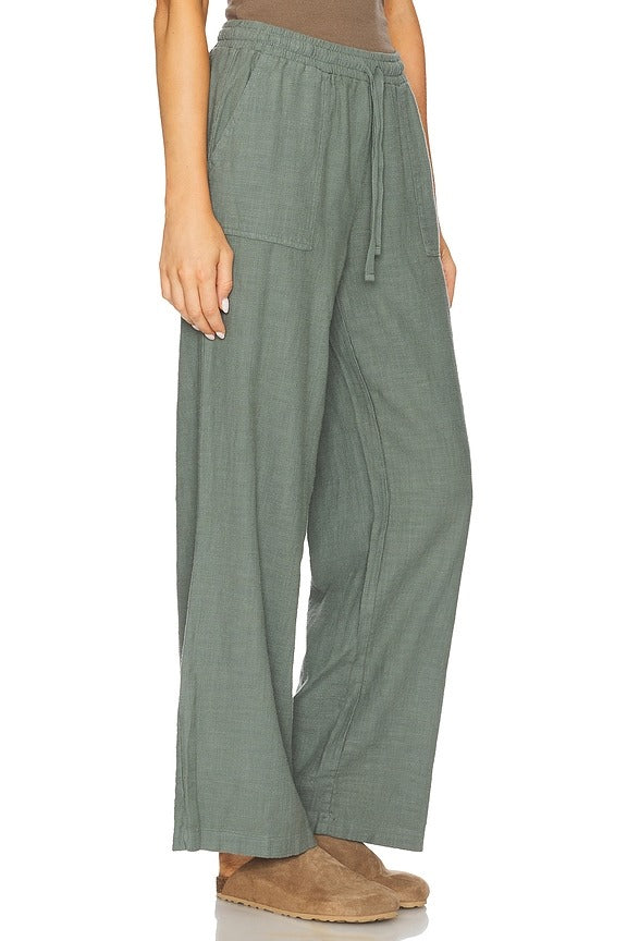 Wide Leg Jogger in Dk Sage