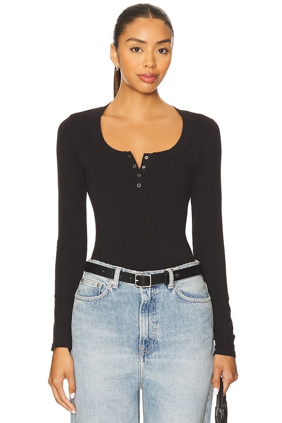 Wide Awake Layering Top in Black