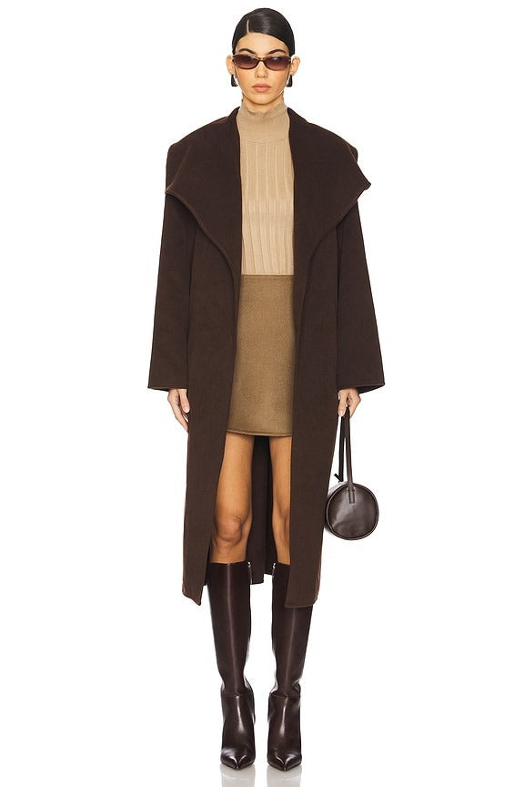 x REVOLVE Simran Coat in Dark Brown
