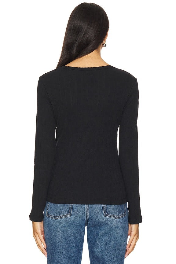 Pointelle Long Sleeve in Black