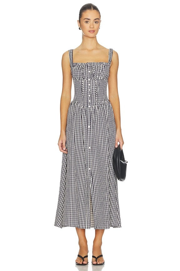 Temperance Dress in Black Gingham