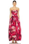 Flora Gown in Prismatic Floral Red