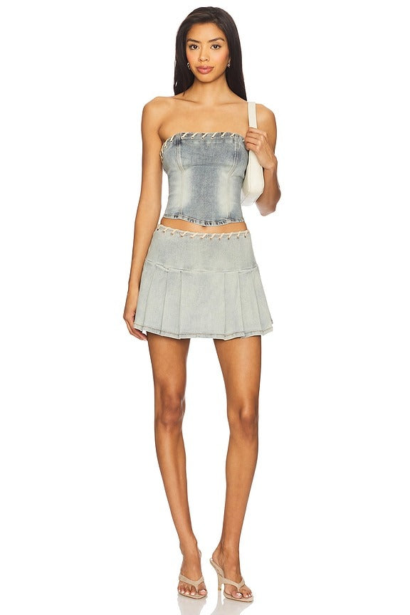 Davia Micro Skirt in Light Denim