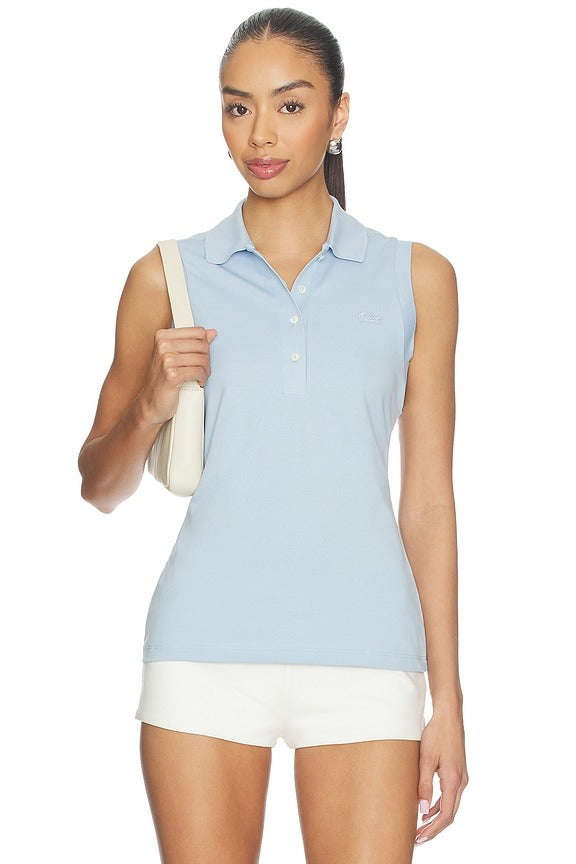 Slim Fit Mini Pique Top in Chambray