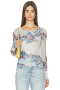 Lilly Printed Long Sleeve Top in Frost Combo