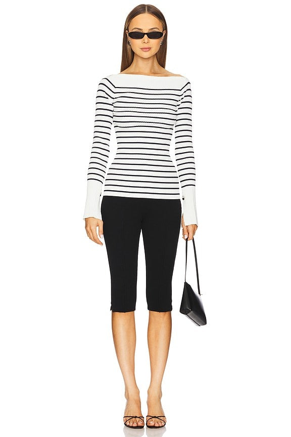 Anya Top in Off White & Dark Sapphire