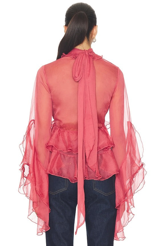 Anyssa Ruffle Blouse in Rose