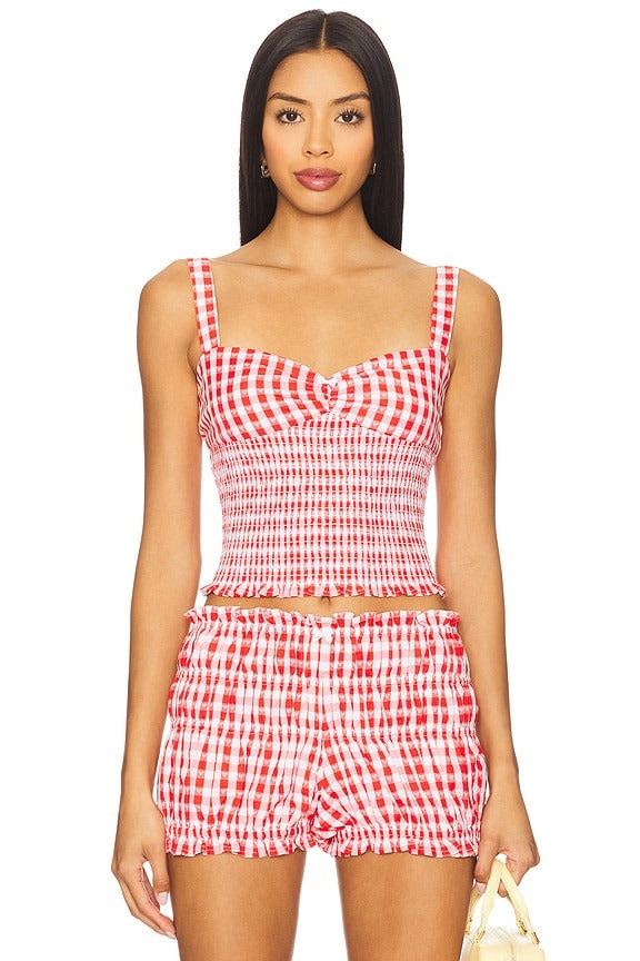 Roxy Top in Red & White Check
