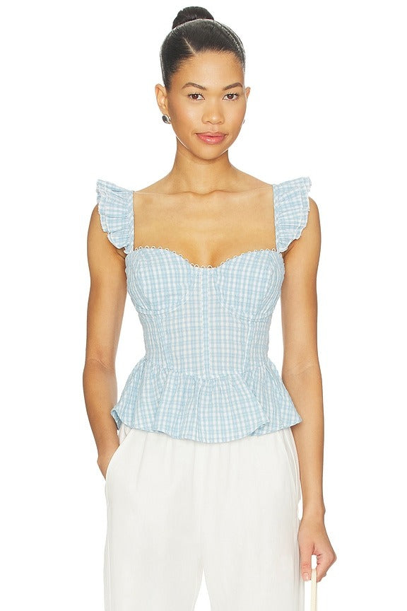 Baylin Top in Blue Plaid