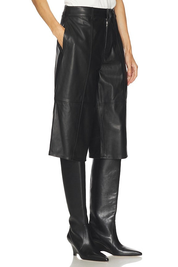 Foster Leather Culotte in Black