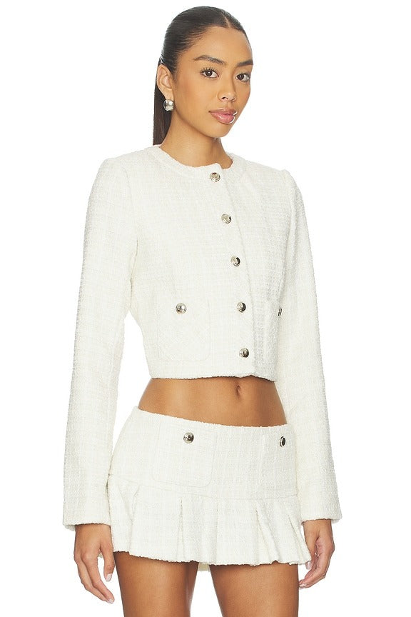 Patch Pocket Crop Jacket in Snow White