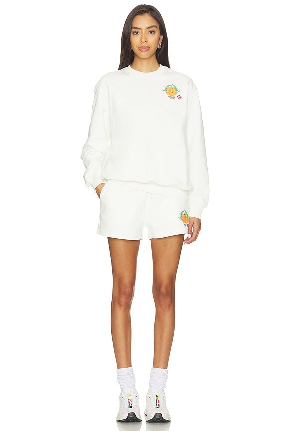 Orange Mascot Patch Sweatshirt in Off White